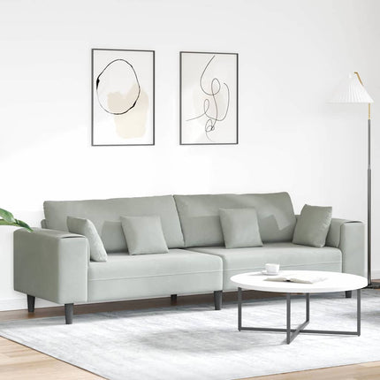 Soffa Ljusgrå 250 x 77 x 76 cm Sammet