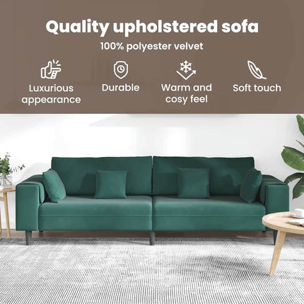 Soffa Mörkgrön 250 x 77 x 76 cm Sammet