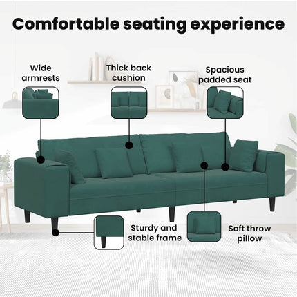 Soffa Mörkgrön 250 x 77 x 76 cm Sammet