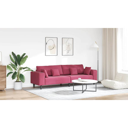 Soffa Vinröd 250 x 77 x 76 cm Sammet