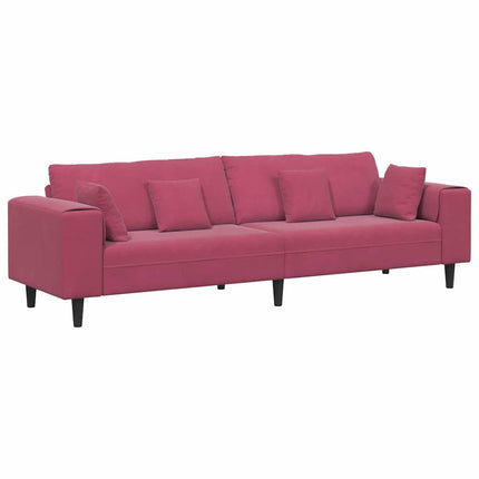 Soffa Vinröd 250 x 77 x 76 cm Sammet