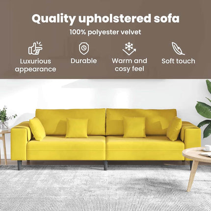 Soffa Gul 250 x 77 x 76 cm Sammet