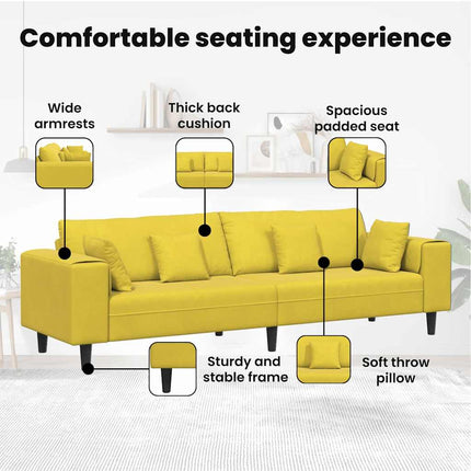 Soffa Gul 250 x 77 x 76 cm Sammet