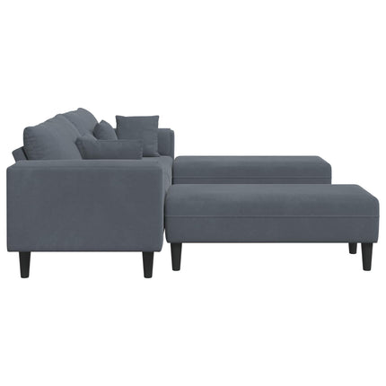 Soffa 3 pcs Mörkgrå 250 x 188 x 76 cm Sammet