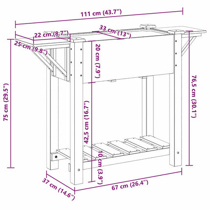 Trädgårdsplanterare Beige 111 x 37 x 76,5 cm Massivt Furu