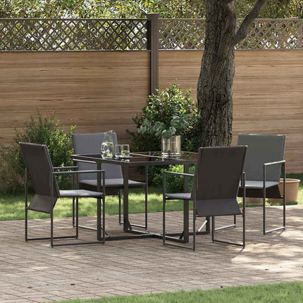 Trädgårdsmöbelset 5 pcs Svart Stål