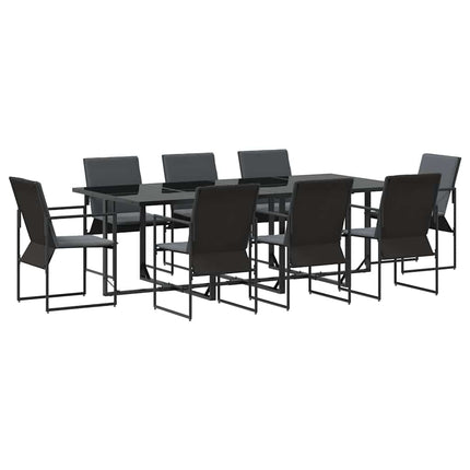 Trädgårdsmöbelset 9 pcs Svart Stål