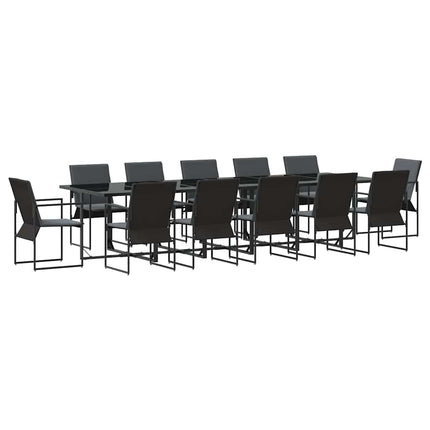 Trädgårdsmöbelset 13 pcs Svart Stål