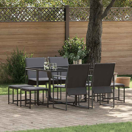 Trädgårdsmöbelset 9 pcs Svart Stål
