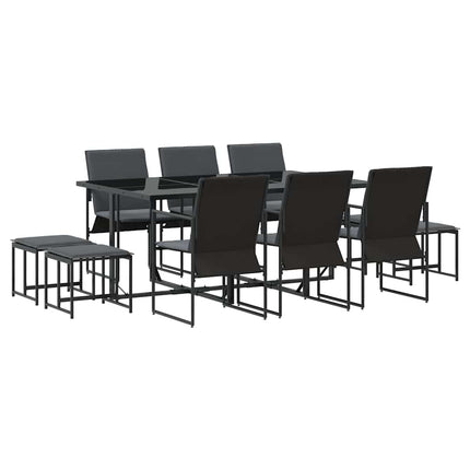 Trädgårdsmöbelset 11 pcs Svart Stål