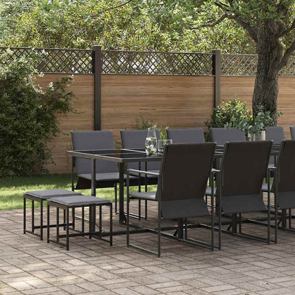 Trädgårdsmöbelset 17 pcs Svart Stål