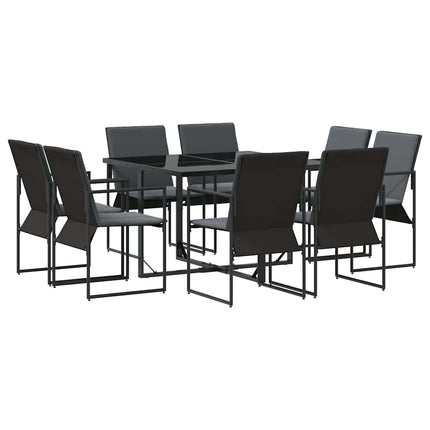 Trädgårdsmöbelset 9 pcs Svart Stål