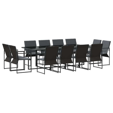 Trädgårdsmöbelset 13 pcs Svart Stål