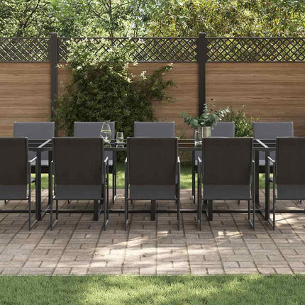 Trädgårdsmöbelset 17 pcs Svart Stål