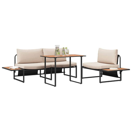 Trädgårdsmöbelset 3 pcs Taupe Stål