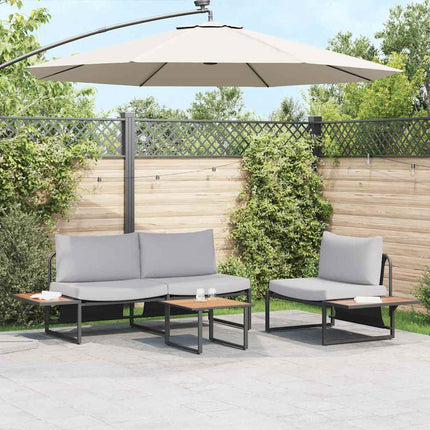 Trädgårdsmöbelset 3 pcs Ljusgrå Stål