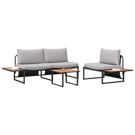 Trädgårdsmöbelset 3 pcs Ljusgrå Stål