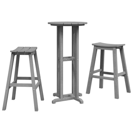 Trädgårds Bar Set 3 pcs Ljusgrå HDPE