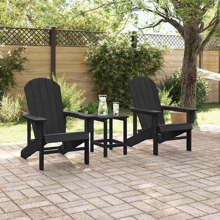 Trädgård Stol 3 pcs Svart polyeten