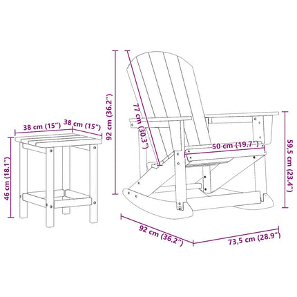 Trädgård loungemöbler 3 pcs Vit HDPE