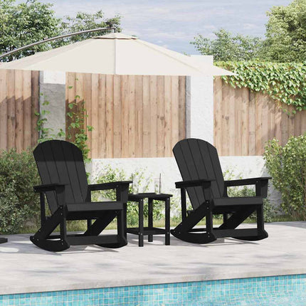 Trädgård loungemöbler 3 pcs Svart HDPE