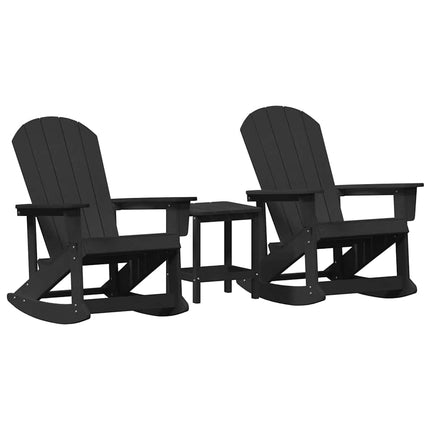 Trädgård loungemöbler 3 pcs Svart HDPE