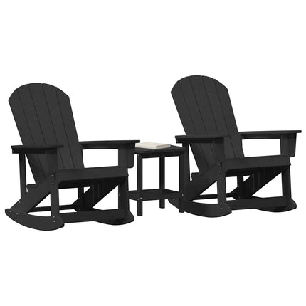 Trädgård loungemöbler 3 pcs Svart HDPE