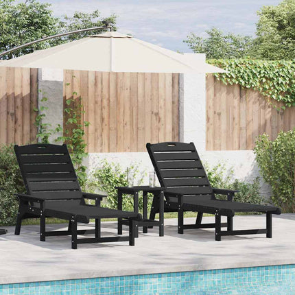 Solstol Reclining 2 pcs Svart 195,5 x 53 x 98,5 cm polyeten