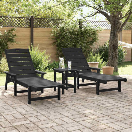 Solstol Reclining 2 pcs Svart 195,5 x 53 x 98,5 cm polyeten