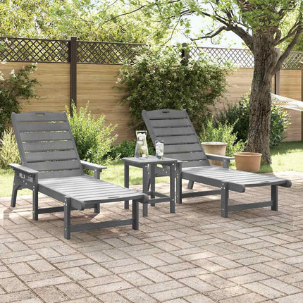 Solstol Reclining 2 pcs Ljusgrå 195,5 x 53 x 98,5 cm polyeten