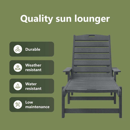 Solstol 2 st polyeten Ljusgrå