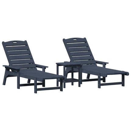 Solstol 3 st polyeten Marinblå
