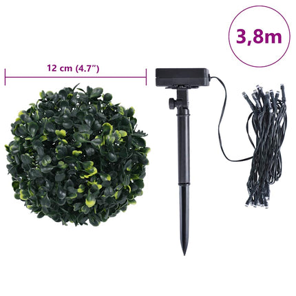 Plastkulor av buxbom med LED-lampor 4 st gröna 12 cm