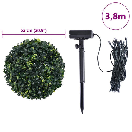 Plastkulor av buxbom med LED-lampor 2 st gröna 52 cm