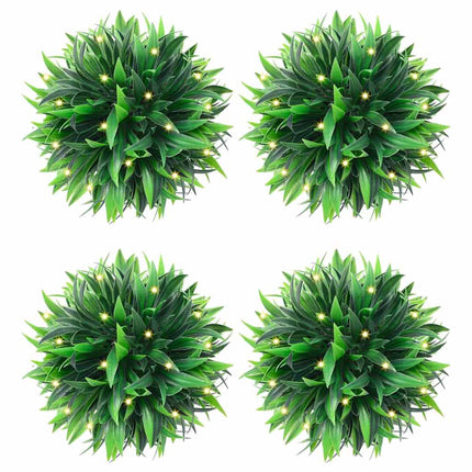 Plastkulor av buxbom med LED-lampor 4 st gröna 15 cm