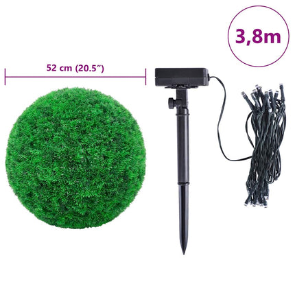 Plastkulor av buxbom med LED-lampor 2 st gröna 52 cm