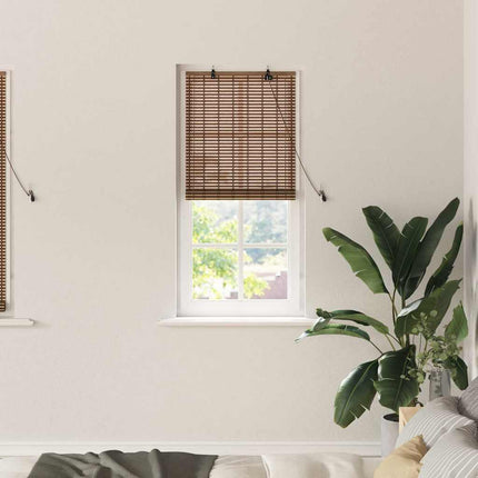 Rullgardin med gardiner Brun 60 x 160 cm Bambu