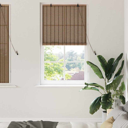 Rullgardin med gardiner Brun 90 x 160 cm Bambu