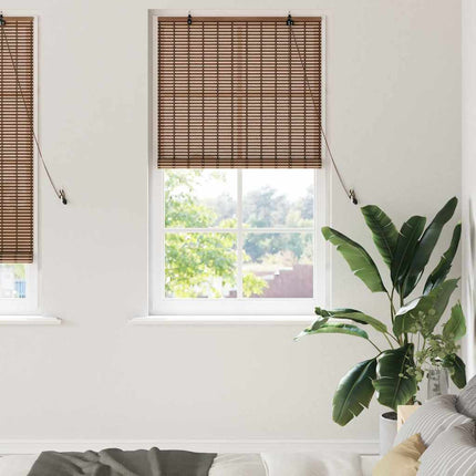 Rullgardin med gardiner Brun 90 x 220 cm Bambu