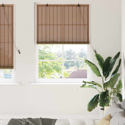 Rullgardin med gardiner Brun 110 x 220 cm Bambu