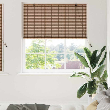 Rullgardin med gardiner Brun 150 x 160 cm Bambu