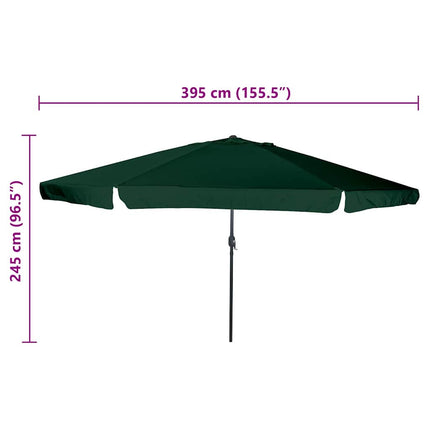Trädgårdsparasol Grön 394 x 394 x 248 cm Polyester och Stål