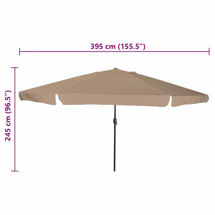 Trädgårdsparasol Taupe 394 x 394 x 248 cm Polyester och Stål
