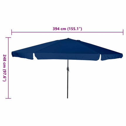 Trädgårdsparasol Azurblå 394 x 394 x 248 cm Polyester och Stål