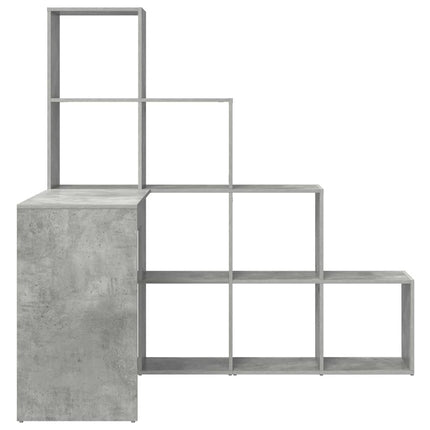 Hörnskrivbord med hylla Betonggrå 101,5 x 149,5 x 149,5 cm