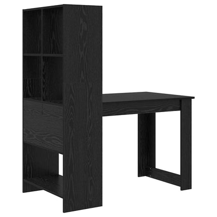 Skrivbord med hylla Svart Ek 122 x 67 x 145 cm Konstruerat trä