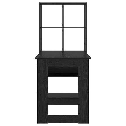 Skrivbord med hylla Svart Ek 122 x 67 x 145 cm Konstruerat trä