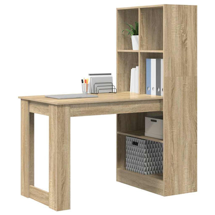 Skrivbord med hylla Sonoma-ek 122 x 67 x 145 cm Konstruerat trä