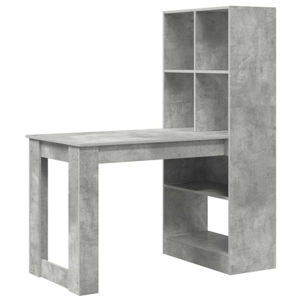Skrivbord med hylla Betonggrå 122 x 67 x 145 cm Konstruerat trä