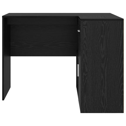 Hörnskrivbord med låda Svart Ek 102 x 88 x 75 cm